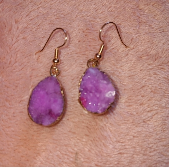 Necklace pink stone earring Set - Picture 3 of 7